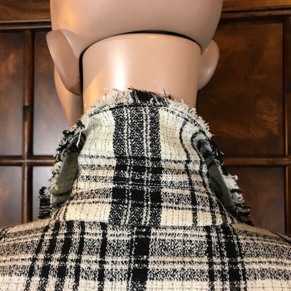 G by Giuliana Ivory Plaid Finge Trim Royal Crest Button Double Breasted Jacket - Picture 10 of 16